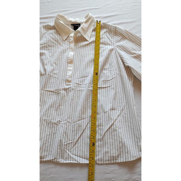 Lane Bryant Contrast Collar Long Sleeves striped button front Blouse size 18/20. - Picture 8 of 11